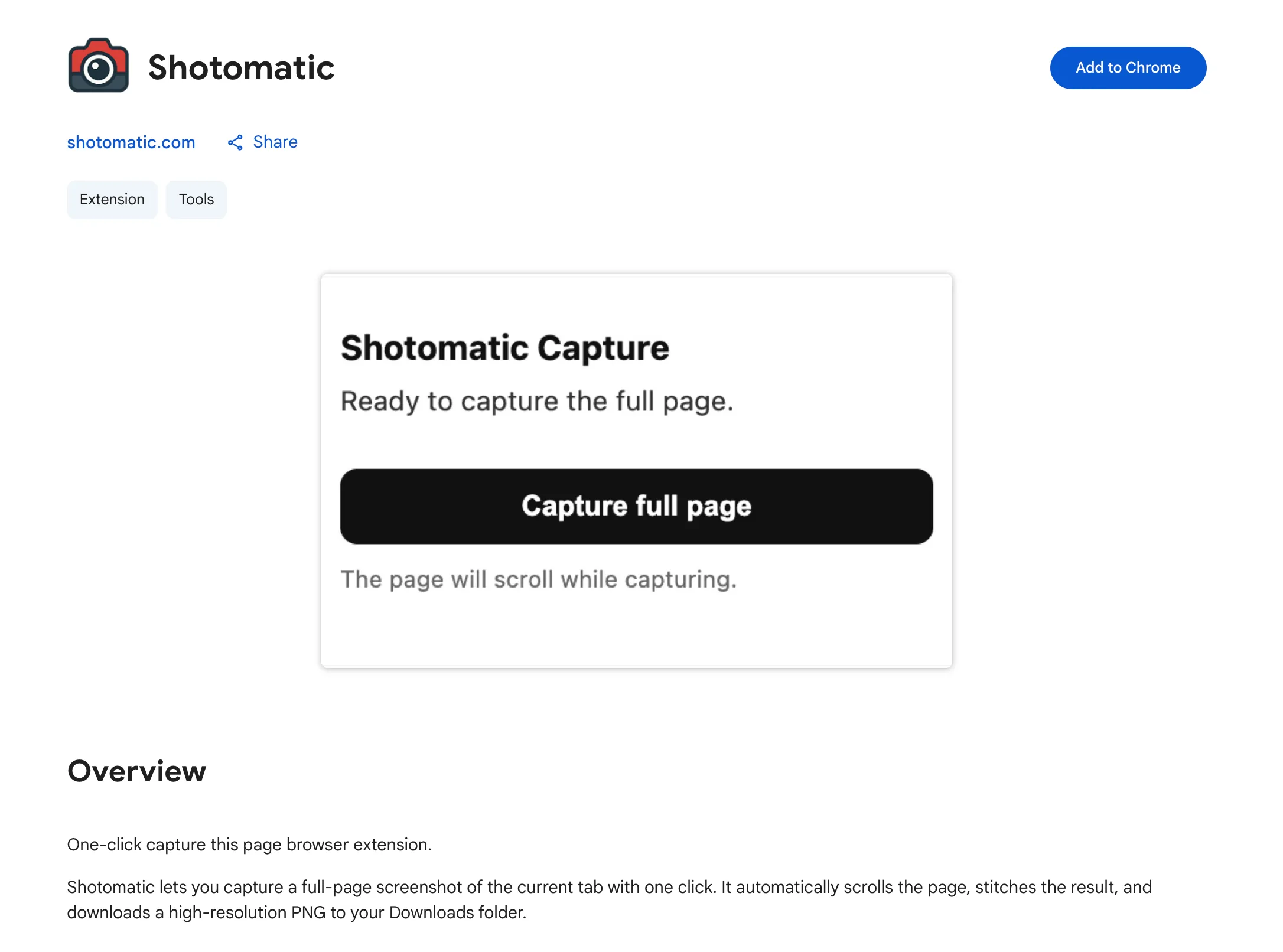Shotomatic browser extension in Chrome